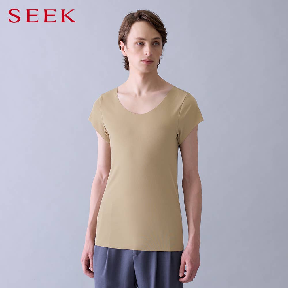 【ドライフィール】ボートネックＴシャツ（袖丈短め）